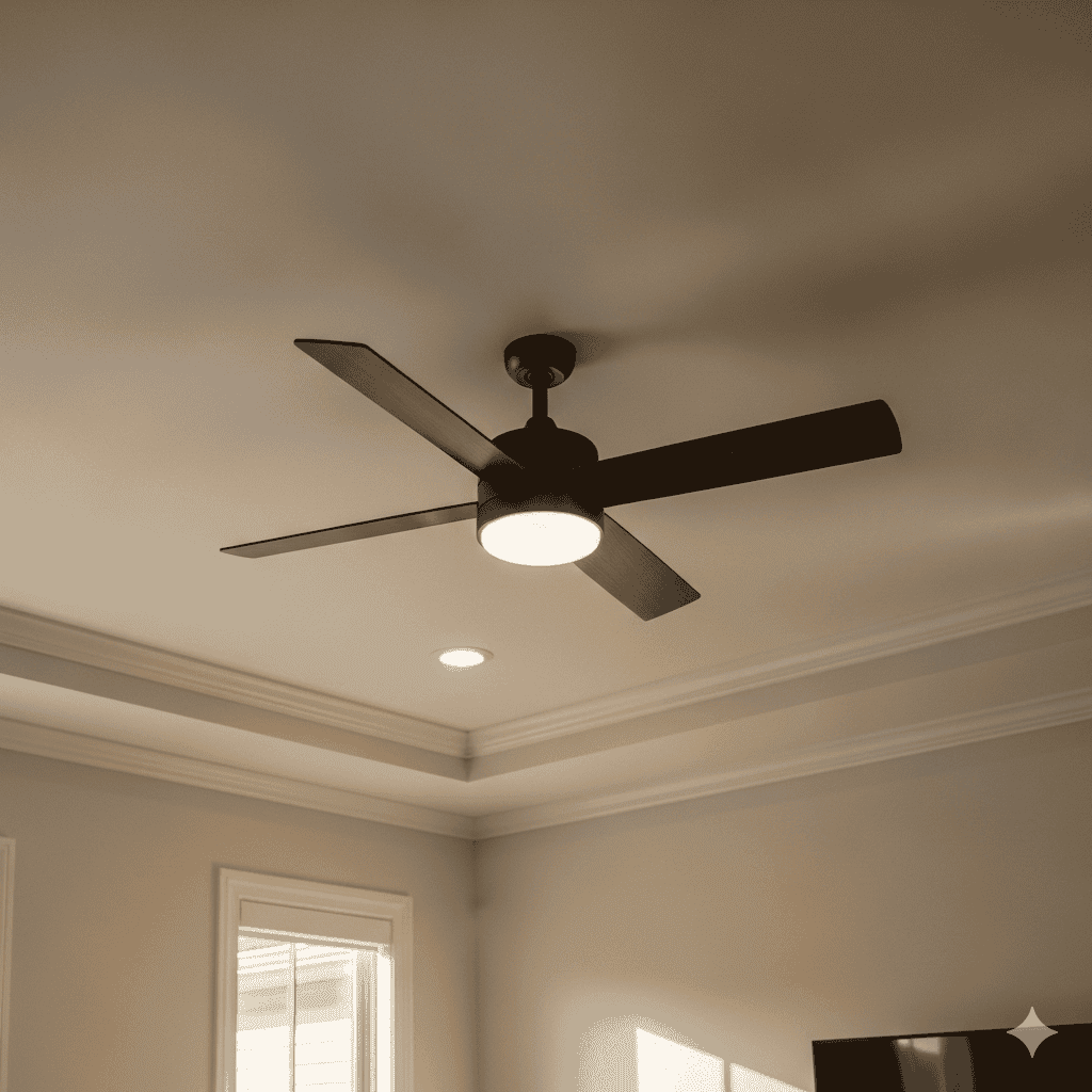 A professionally installed ceiling fan.